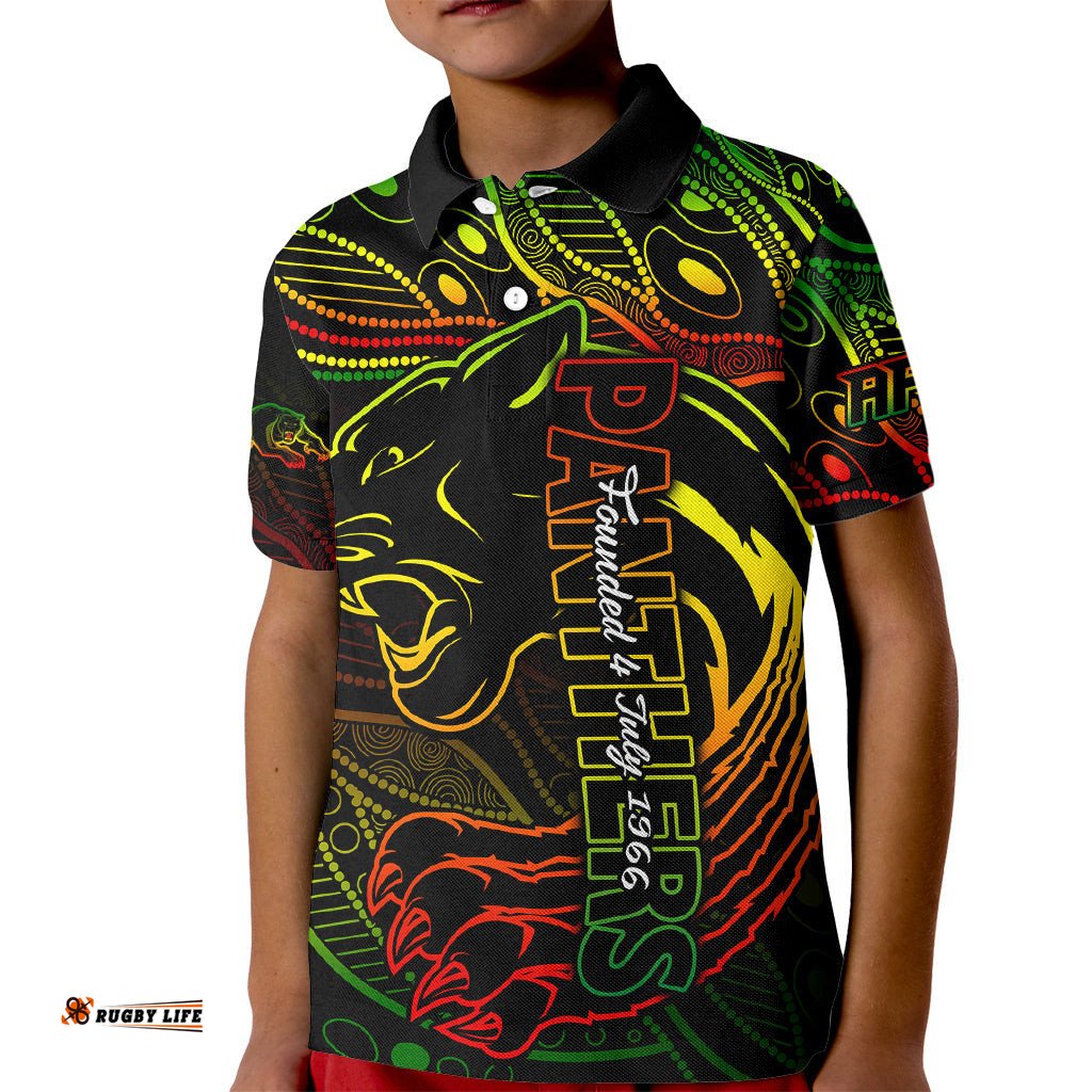 Panthers NRL Kid Polo Shirt Aboriginal Founded 1966
