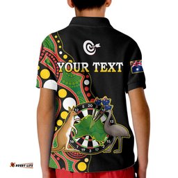 Custom Personalised Australia Darts Indigenous Art Mix Kangaroo And Emu Kid Polo Shirt