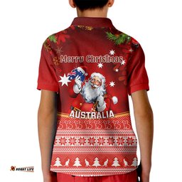 Australia Christmas Kid Polo Shirt Xmas In July Happy Santa Claus With Map Red Style