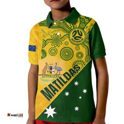 Custom Matildas Soccer Kid Polo Shirt Australian Indigenous National Color