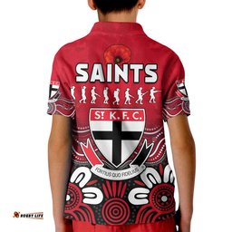 Saints AnzacPolo Shirt KID St Kilda Aboriginal Remember Them