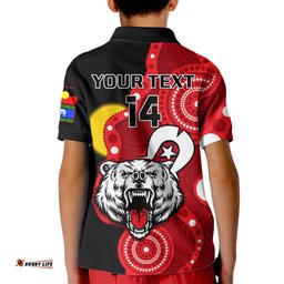 Custom Text And Number North Sydney Rugby NAIDOC Kid Polo Shirt Bears Indigenous For Our Elders
