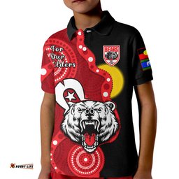 Custom Text And Number North Sydney Rugby NAIDOC Kid Polo Shirt Bears Indigenous For Our Elders