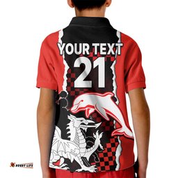 Custom Text And Number NRL Combine Dolphins and Dragons Kid Polo Shirt Sporty Style