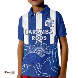Custom Text And Number Laramba Football Polo Shirt KID Roos Aboriginal Art