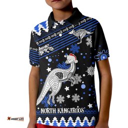 Custom North Kangaroos Football Kid Polo Shirt Roos Christmas Vibe-