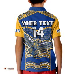 Custom Text And Number Eagles Football Polo Shirt KID West Coast 1986 Aboriginal Sporty Style