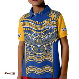 Custom Text And Number Eagles Football Polo Shirt KID West Coast 1986 Aboriginal Sporty Style