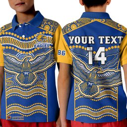 Custom Text And Number Eagles Football Polo Shirt KID West Coast 1986 Aboriginal Sporty Style