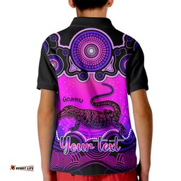 Personalised Australia Capricorn Goanna Zodiac Kid Polo Shirt Auz Astrology Aboriginal - Magenta