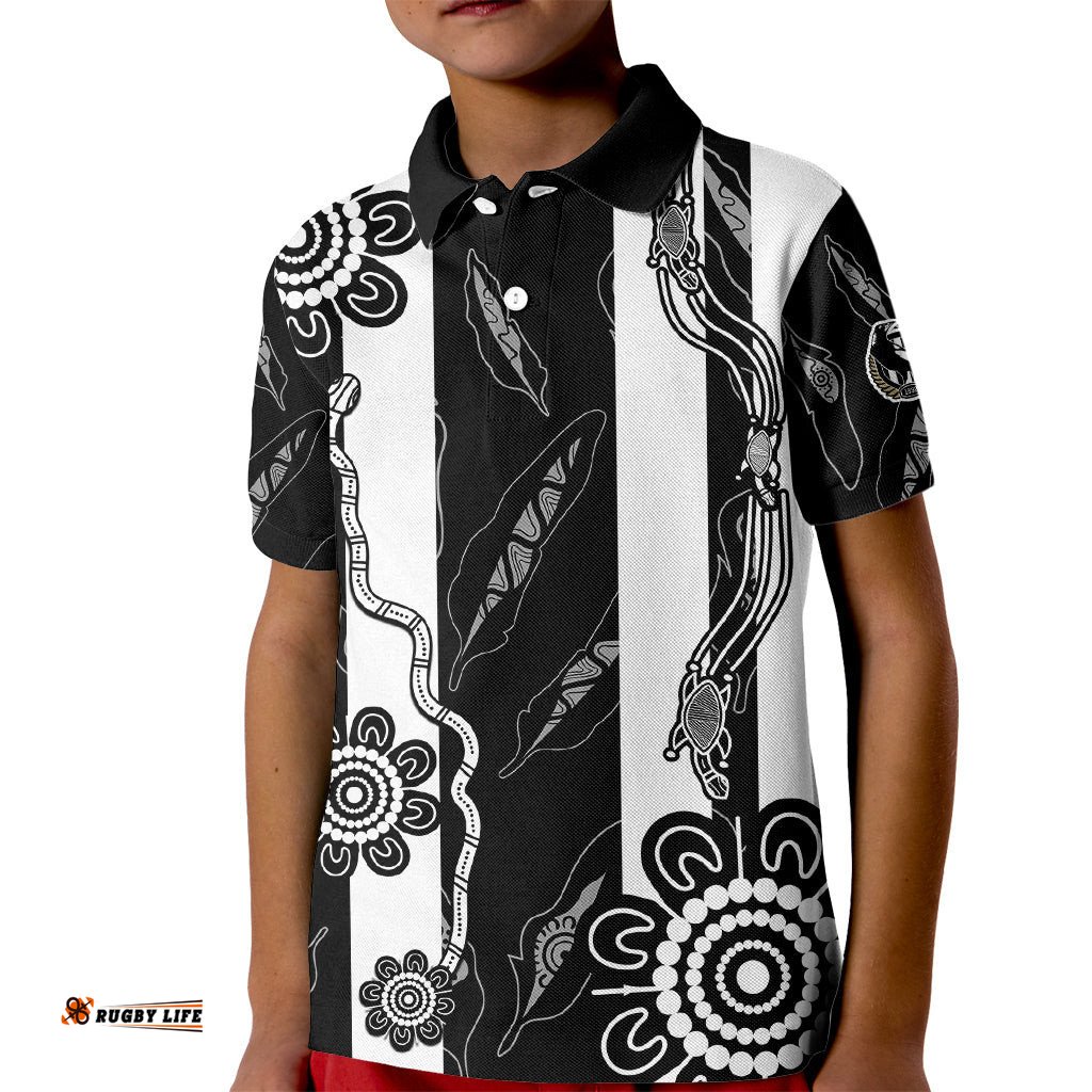 Collingwood Football Kid Polo Shirt Proud To Be Magpies Aboriginal Version