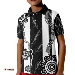 Collingwood Football Kid Polo Shirt Proud To Be Magpies Aboriginal Version