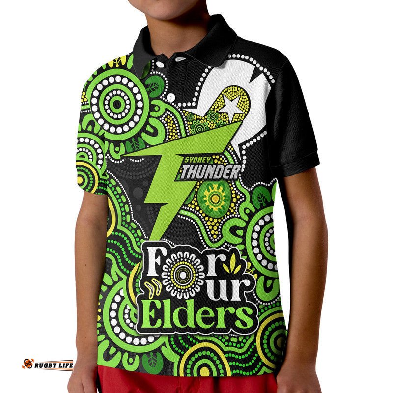 Custom Personalised Sydney Thunder Cricket Kid Polo Shirt NAIDOC Torres Strait For Our Elders
