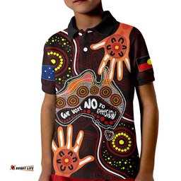 Australia Indigenous Kid Polo Shirt We Vote NO To Division Aboriginal Map