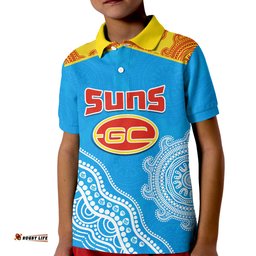 Custom Text And Number Suns Polo Shirt KID Go Sunnies Aboriginal Simple Style