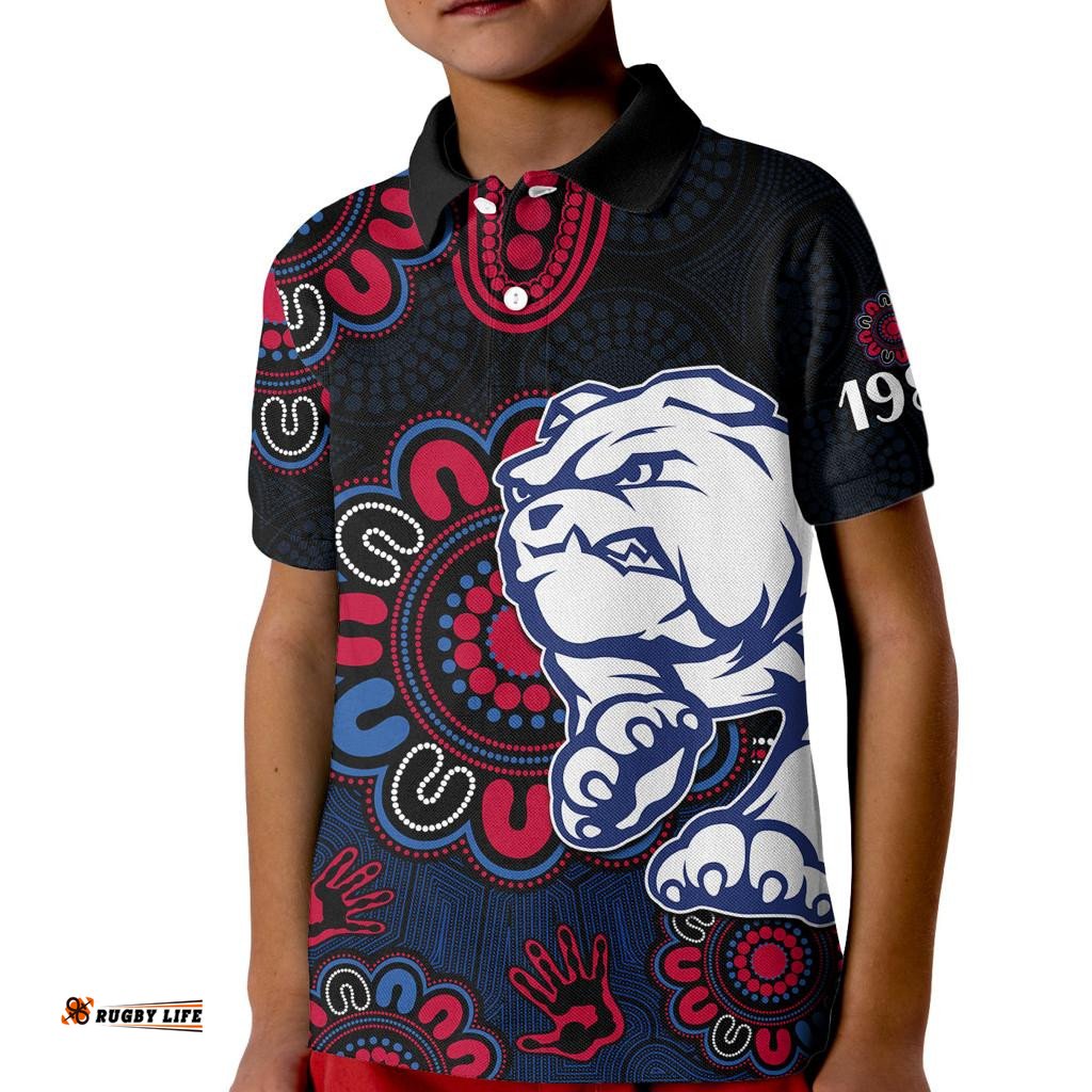 Custom Personalised AFL Western Bulldogs Dogs 1877 Aboriginal Kid Polo Shirt