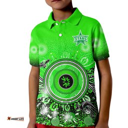 Custom Text and Number Melbourne Stars Polo Shirt KID Cricket Aboriginal