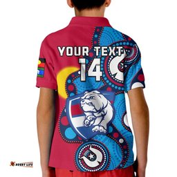 Custom Text And Number Western Bulldogs Football NAIDOCPolo Shirt KID Indigenous For Our Elders