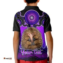 Personalised Australia Virgo Echidna Zodiac Kid Polo Shirt Auz Astrology Aboriginal - Purple