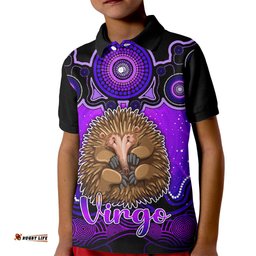 Personalised Australia Virgo Echidna Zodiac Kid Polo Shirt Auz Astrology Aboriginal - Purple