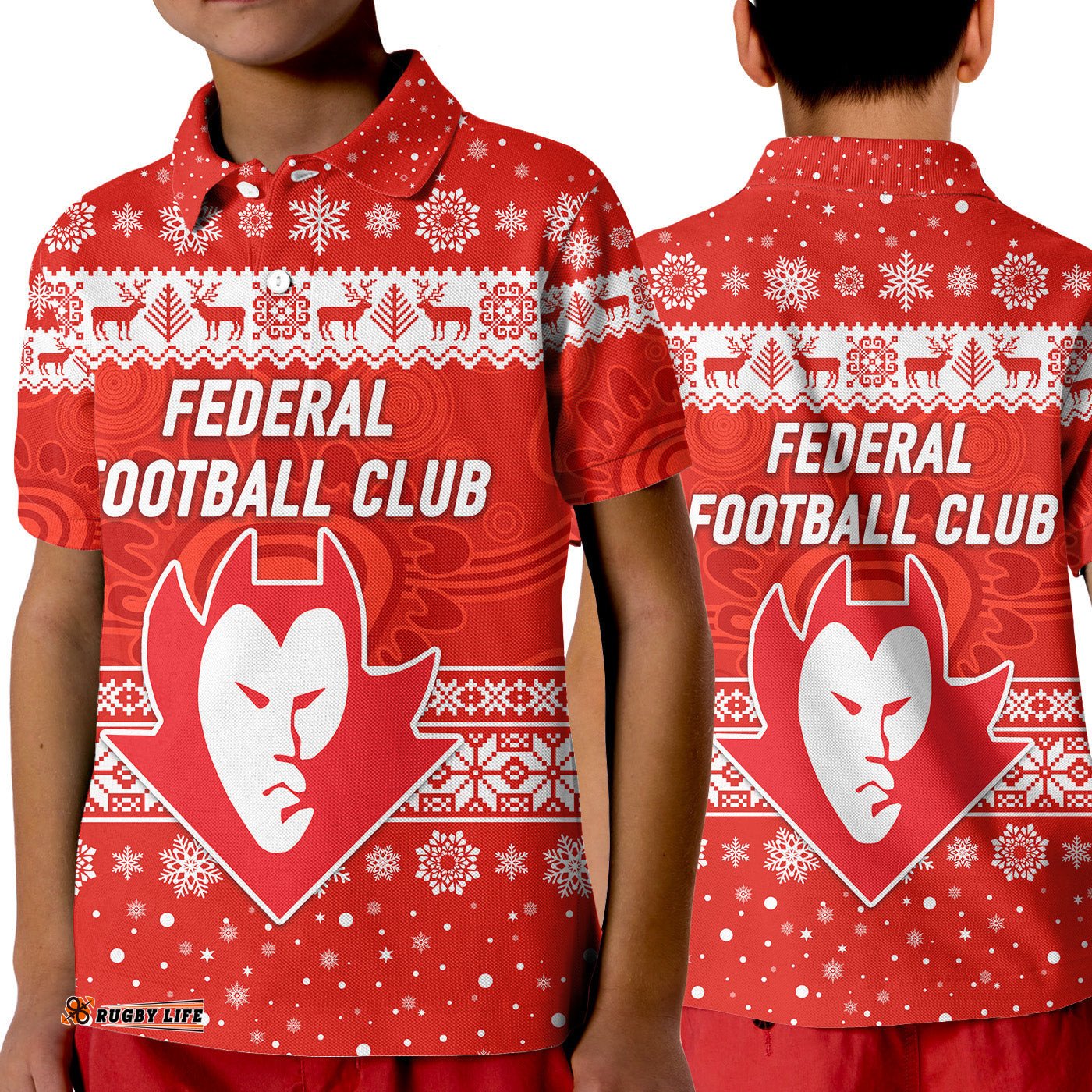 Federal Football Club Polo Shirt KID Christmas Simple Style - Red