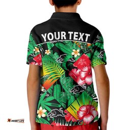 Custom Personalised Panthers Rugby Kid Polo Shirt Fashion Tropical Jungle Flowers