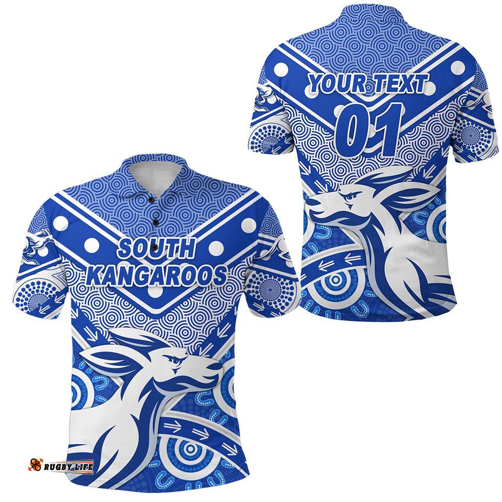 Custom Personalised South Alice Football Club Polo Shirt For Kids South Kangaroos Indigenous Version, Custom Text And Number