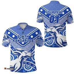 Custom Personalised South Alice Football Club Polo Shirt For Kids South Kangaroos Indigenous Version, Custom Text And Number