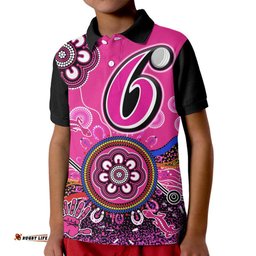 Sydney Sixers Kid Polo Shirt Cricket Indigenous Aboriginal Lizard Version