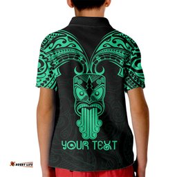 Personalised New Zealand Te Reo Maori Kid Polo Shirt Kia Kaha Maori Language Week Green Style