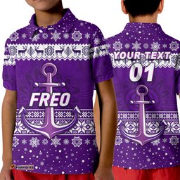 Custom Personalised Fremantle Dockers Polo Shirt KID Freo Christmas Simple Style - White