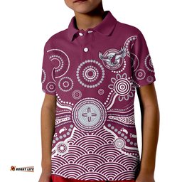 Sea Eagles Polo Shirt KID Manly Warringah 1946 Indigenous Painting