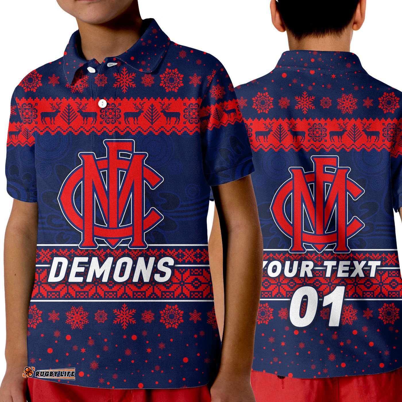 Custom Personalised Melbourne Demons Polo Shirt KID Christmas Simple Style