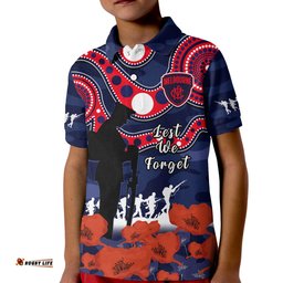 Melbourne Football ANZACPolo Shirt KID Demons Aboriginal Mix Poppy Camouflage