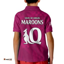 Queensland Maroon Rugby Kid Polo Shirt Origin Queensland Sporty Style