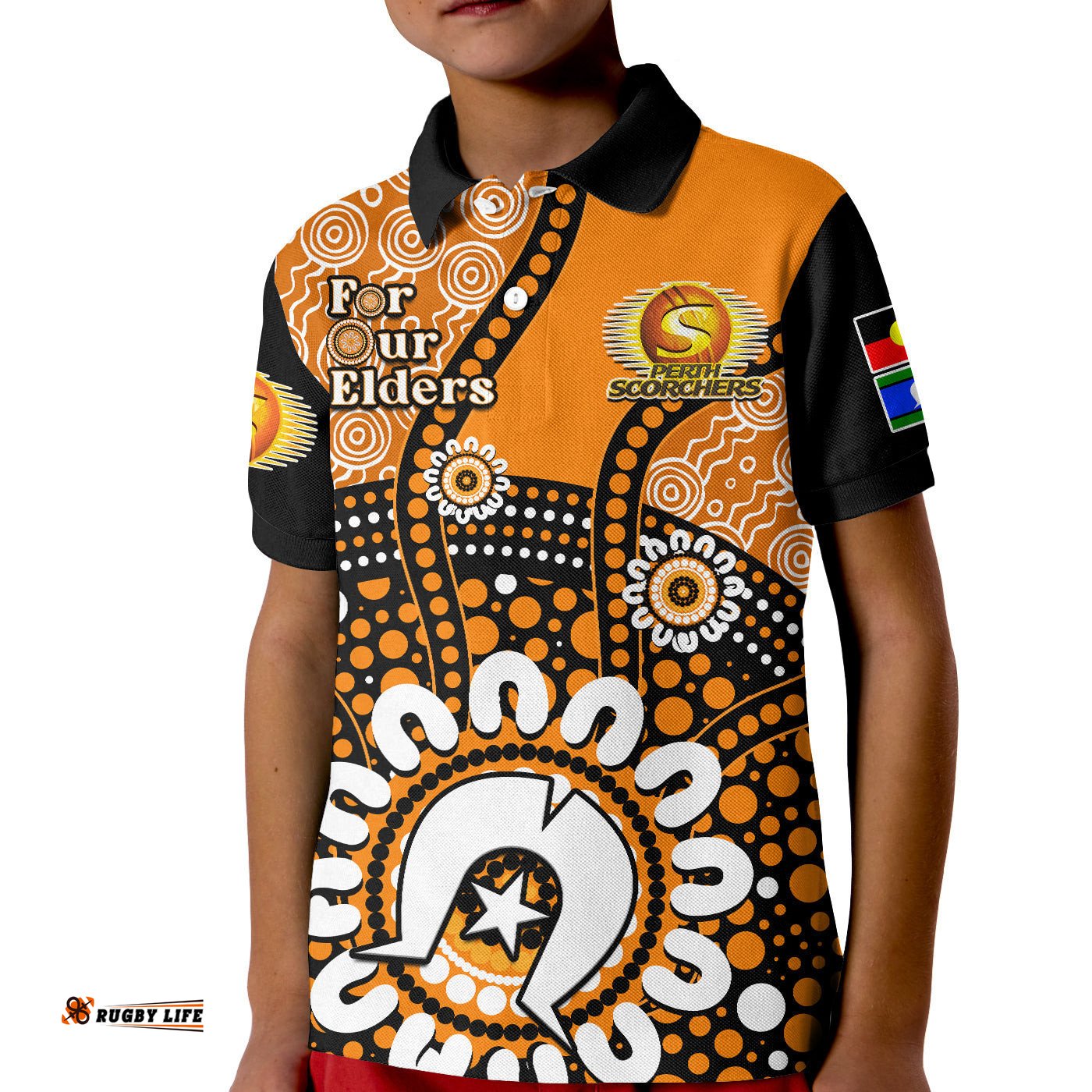 Perth Scorchers NAIDOCPolo Shirt KID Indigenous For Our Elders