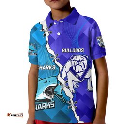 Perspnalised Sharks And Bulldogs Rugby Kid Polo Shirt Sporty Style