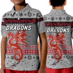 St. George Illawarra Dragons Polo Shirt KID Christmas Simple Style - Grey
