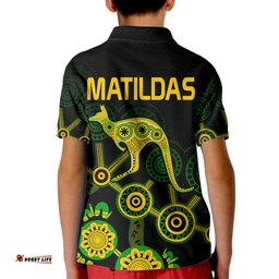 Australia Soccer Kid Polo Shirt Matildas World Cup With Kangaroo