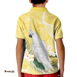 Australia Cacatua Galerita Kid Polo Shirt Sulphur-Crested Cockatoo - Aboriginal Art