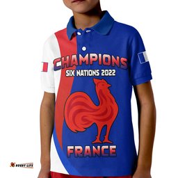 Custom Personalised France Rugby Polo Shirt KID Champions Six Nations-