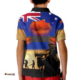 Aussie ANZAC Kid Polo Shirt Australian Army Poppy Mix Flag