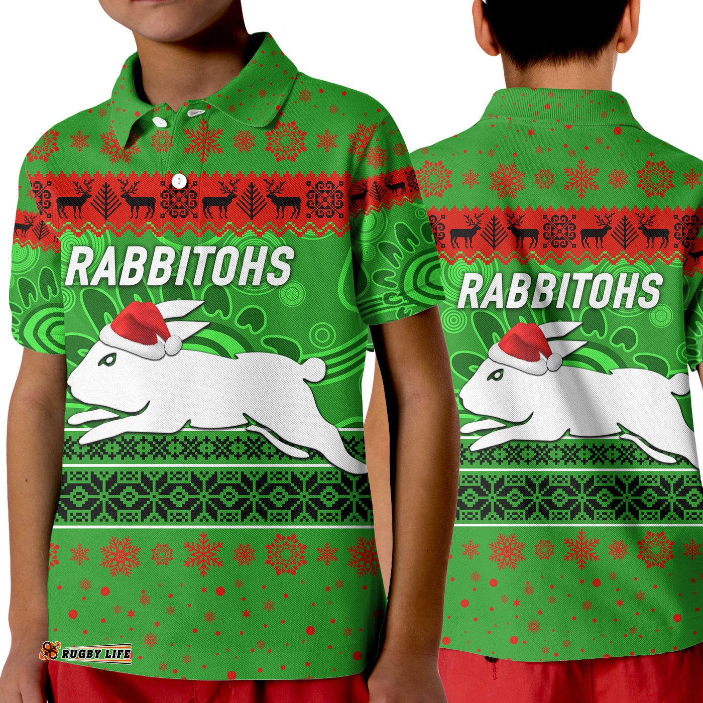 South Sydney Rabbitohs Polo Shirt KID Christmas Simple Style - Green
