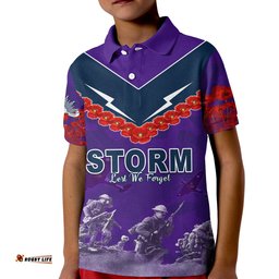 Storm Anzac Day Polo Shirt KID Australian Soldiers Remember Them