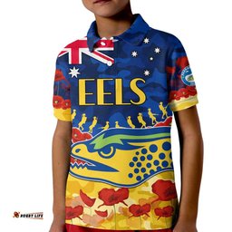 Eels Rugby ANZAC Kid Polo Shirt Lest We Forget