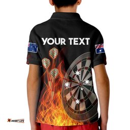 Custom Personalised Australia Darts Fire Burning Black Style Kid Polo Shirt