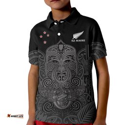 Custom Text And Number New Zealand Tiki Rugby Polo Shirt KID NZ Maori Koru Pattern Ver.01