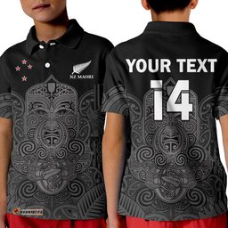 Custom Text And Number New Zealand Tiki Rugby Polo Shirt KID NZ Maori Koru Pattern Ver.01