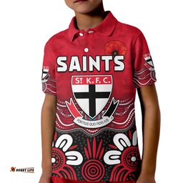 Custom Text and Number Saints AnzacPolo Shirt KID St Kilda Aboriginal Remember Them