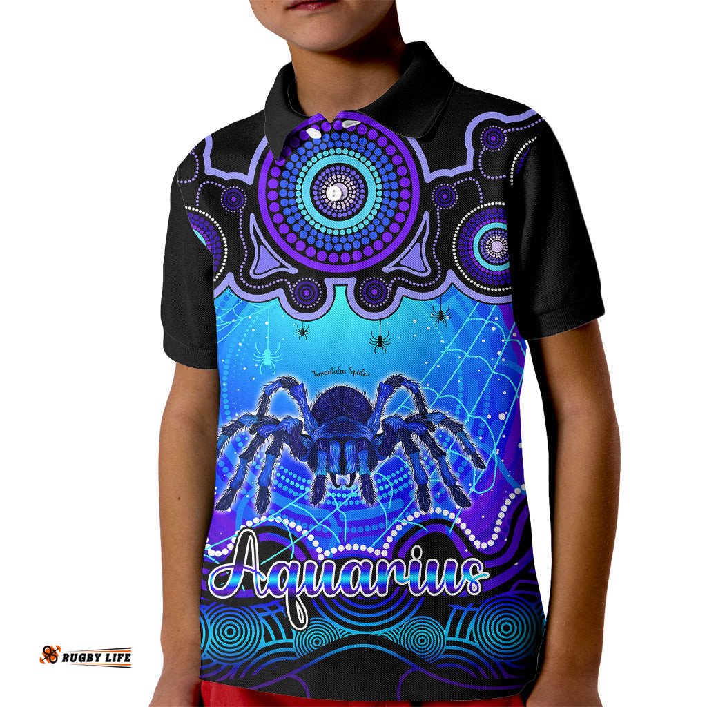 Personalised Australia Scorpio Tarantulas Spider Zodiac Kid Polo Shirt Auz Astrology Aboriginal - Blue